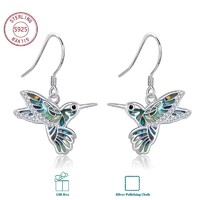 925 Tiszta Ezüst Kolibri Abalone Kagyló Gyöngyházas Fülbevaló + Ékszerdoboz. Új!