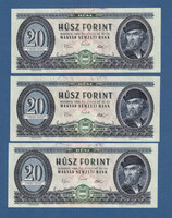 20 Forint 1969 UNC  Pick #169 e 3 db sorszám követő