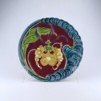 2B191 Antik XIX. századi Schütz-Blansko jelzett majolika falitál 27 cm