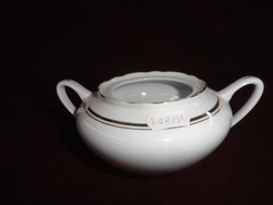MZ Csehszlovák porcelán cukortartó.Hófehér alapon arany csíkkal. Tető nélkül.