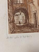 Herman Lipót: Budai utca (1932) – Eredeti, szignált, ritka rézkarc (6/12)