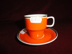 Hollóházi porcelán kávés pohár + alátét, narancssárga színű. Vanneki!