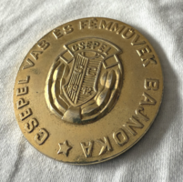 Csepel vas és fémművek bajnoka emlékérem, plakett kispályás labdarúgás 1975/76 70 mm