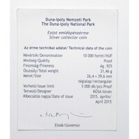 Magyarország,10000 forint 2015 PP - Duna-Ipoly Nemzeti Park - Certifikáció