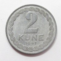 Horvátország,2 kune 1941 aUNC+ cink