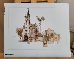 (K) László Ákos kétoldalas litográfiája 42x35 cm a teljes lap