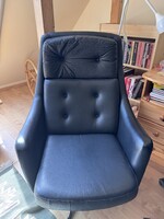 Henry W. Klein vintage fekete bőr forgószék a 60- as évekből