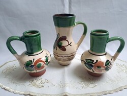 3 db Mezőtúri kerámia korsó, bokály 12-15 cm