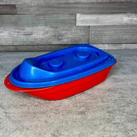 Tupperware Tuppertoys retro piros-kék játék hajó
