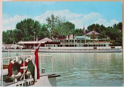 Képeslap, Balaton, Siófok, Kikötő, hajó 1970 (P15)