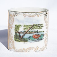 Antik Victoria China Hévízi Emlék porcelán zsebkulacs 6 cm