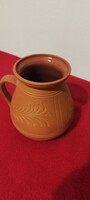 Hibátlan, jelzett büki kézműves kerámia köcsög / cserépváza (2001) – 16 cm
