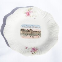 Antik Szt. Lukács-fürdő porcelán kistányér - Budapesti Emlék / Sct. Lukasbad 16 cm