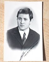 Vitalij Szolomin szovjet-orosz színész profin kidolgozott dedikált fotója, A hátán személyes mondato