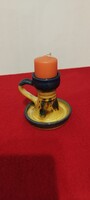 Retró mázas kerámia sétáló gyertyatartó / füles gyertyatartó (10 cm)