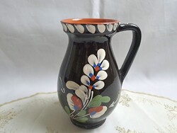 Népművészeti kerámia korsó, kancsó 18 cm