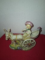 Ritkább! Nagy méretű-Lippelsdorf  fogatós csacsival eladó szép festéssel, gyűjtői darab 22x18 cm