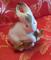 Zsolnay nyuszi, barkás nyúl porcelán (L6442)