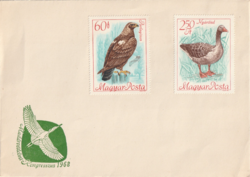 Madárvédelmi kongresszusra kiadott postai bélyegek borítékon. 1968