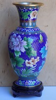 Kínai tűzzománc váza (Cloisonne)  kb 25,5cm