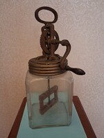 ANTIK NAGYOBB MÉRETŰ 3L- ES VAJKÖPÜLŐ, MŰKÖDŐKÉPES GYŰJTŐI, 38 CM