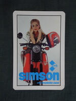 Kártyanaptár,NDK,IFA gépgyár,Simson motorkerékpár,női modell, 1990   (8)