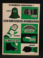 Eredeti retro balesetmegelőző, biztonságtechnikai műanyag/plasztik tábla. Ságvári Nyomda 70-es évek