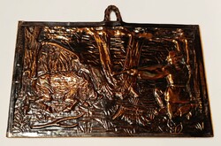 Brass relief hunting picture in very good condition