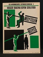 Eredeti retro balesetmegelőző, biztonságtechnikai műanyag/plasztik tábla. Ságvári Nyomda 70-es évek