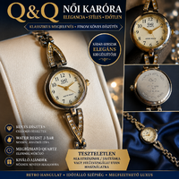 Q&Q női kvarc karóra köves díszítéssel – fém szíj, 3 Bar, teszteletlen