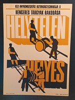 Eredeti, retro balesetmegelőző, biztonságtechnikai műanyag/plasztik tábla. Ságvári Nyomda 70-es évek
