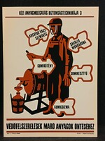 Eredeti retro balesetmegelőző, biztonságtechnikai műanyag/plasztik tábla. Ságvári Nyomda 70-es évek