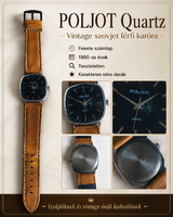 Vintage szovjet POLJOT Quartz 2456 férfi karóra – fekete számlap, 1980-as évek, teszteletlen
