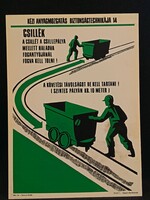 Eredeti retro balesetmegelőző, biztonságtechnikai műanyag/plasztik tábla. Ságvári Nyomda 70-es évek