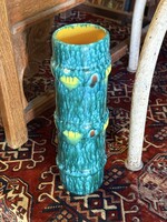 BAMBUSZ SZÁRRA HASONLÍTÓ, ZÖLD SZÍNŰ RETRO, KERÁMIA VÁZA 29.6 CM