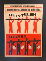 Eredeti, retro balesetmegelőző, biztonságtechnikai műanyag/plasztik tábla. Ságvári Nyomda 70-es évek