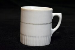 Antik bögre , pohár régi Zsolnay porcelán csíkos  8 x 9cm 3 dl