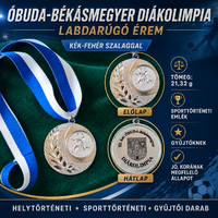 Obuda-Bekasmegyer School Olympics football silver medal with blue-white ribbon