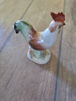 Herendi porcelán kakas figura, kézzel festett, jelzett, 14 cm