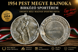 1954 Pest megye bajnoka birkózó sportérem – régi megyei bajnoki díjérem