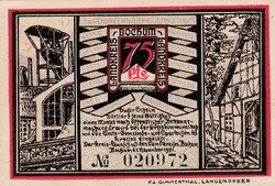 75 Pfennig 1921 Sorszámos  Németország   A képen látható állapotban