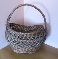 Régi retro fonott vesszőkosár böllérkosár 46 cm 1960-70-s évekből