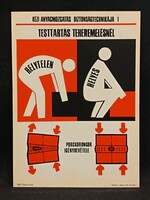 Eredeti retro balesetmegelőző, biztonságtechnikai műanyag/plasztik tábla. Ságvári Nyomda 70-es évek