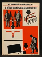 Eredeti retro balesetmegelőző, biztonságtechnikai műanyag/plasztik tábla. Ságvári Nyomda 70-es évek