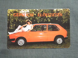 Kártyanaptár,Takarékszövetkezet,Volkswagen golf autó,erotikus női modell, 1990   (8)