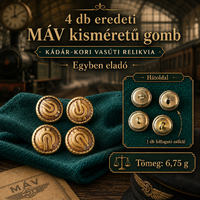 4 db eredeti MÁV kisméretű vasutas gomb – Kádár-kori egyenruha relikvia, egyben