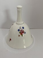 Angol Poole Pottery virágmintás, fehér csontporcelán harang, csengő