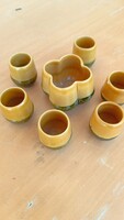 Retro kerámia italos készlet – 6 pohár + különleges, négylevelű kínáló