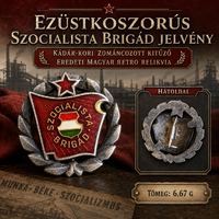 Ezüstkoszorús Szocialista Brigád zománcozott jelvény – eredeti Kádár-kori kitűző