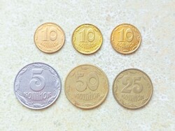 Ukrajna 6 db Különböző Érme 5 10 25 50 Kopijok Kopek 1992-2022